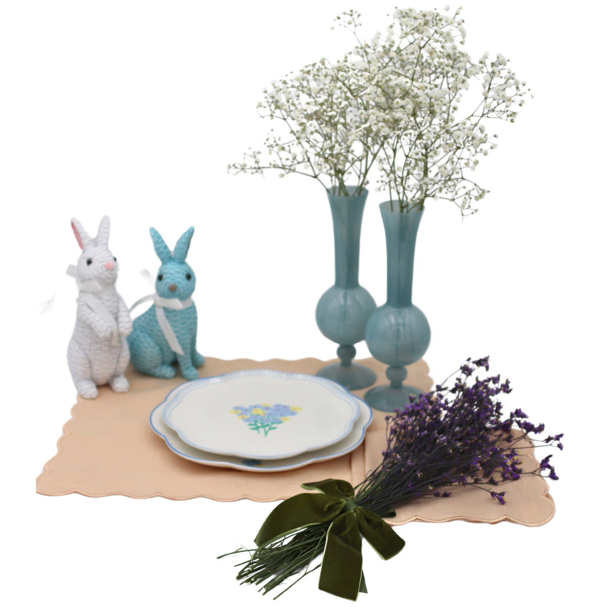 Large Forest Green Velvet Napkin Bow Tie - Set of 6