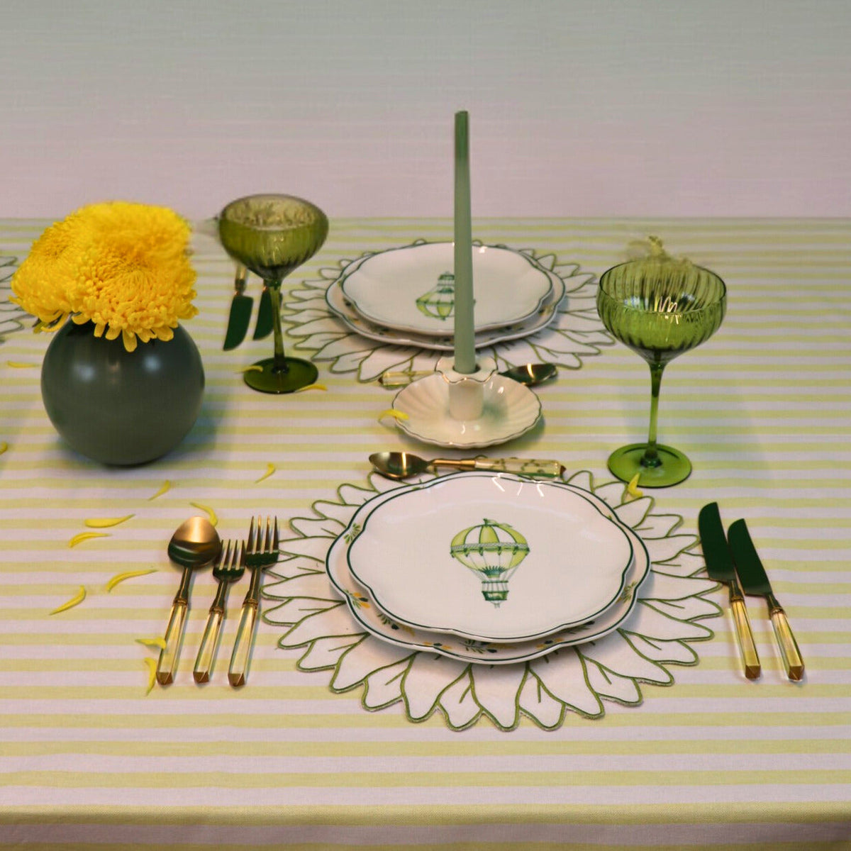 Buttercream Yellow Stripe Tablecloth (various sizes)