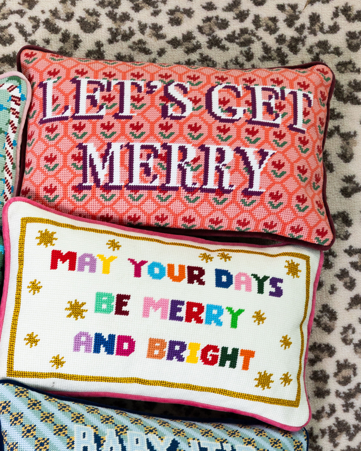 Let's Get Merry Needlepoint Pillow