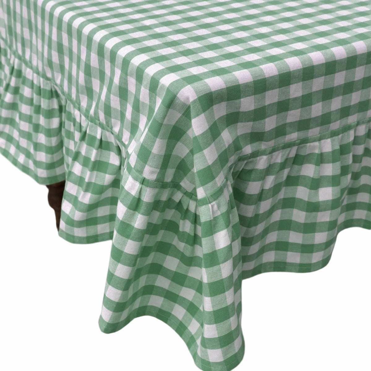 Moss Ruffled Gingham Tablecloth (Various Sizes)