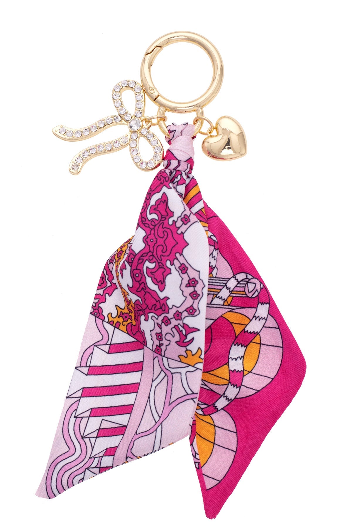 Carley Pave Bow Scarf Bag Charm in Light Pink/Fuchsia