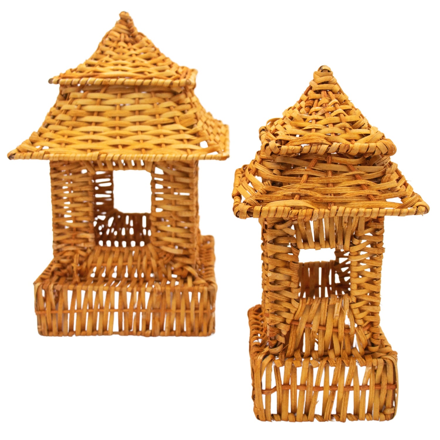 Natural Rattan Pagoda Set - Pair of Large