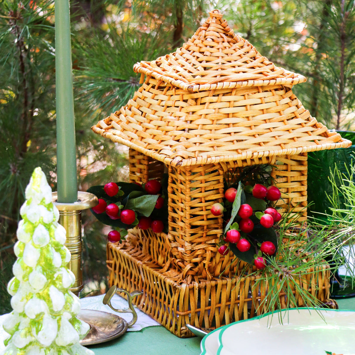Natural Rattan Pagoda Set - Pair of Small