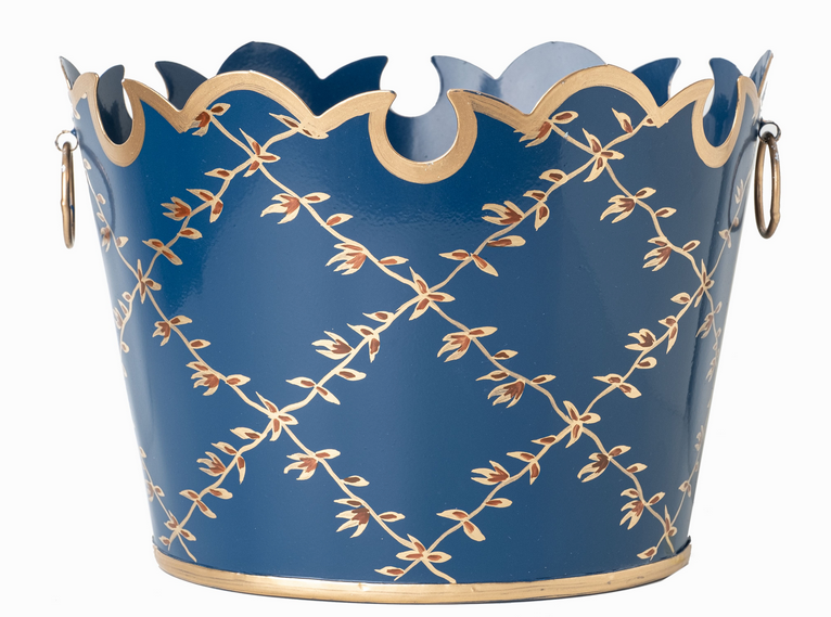 Navy Trellis Scalloped Planter (Various Sizes)
