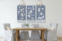 Cranes and Gardenias – Dark Blue Chinoiserie Canvas Wrap (Various Sizes)