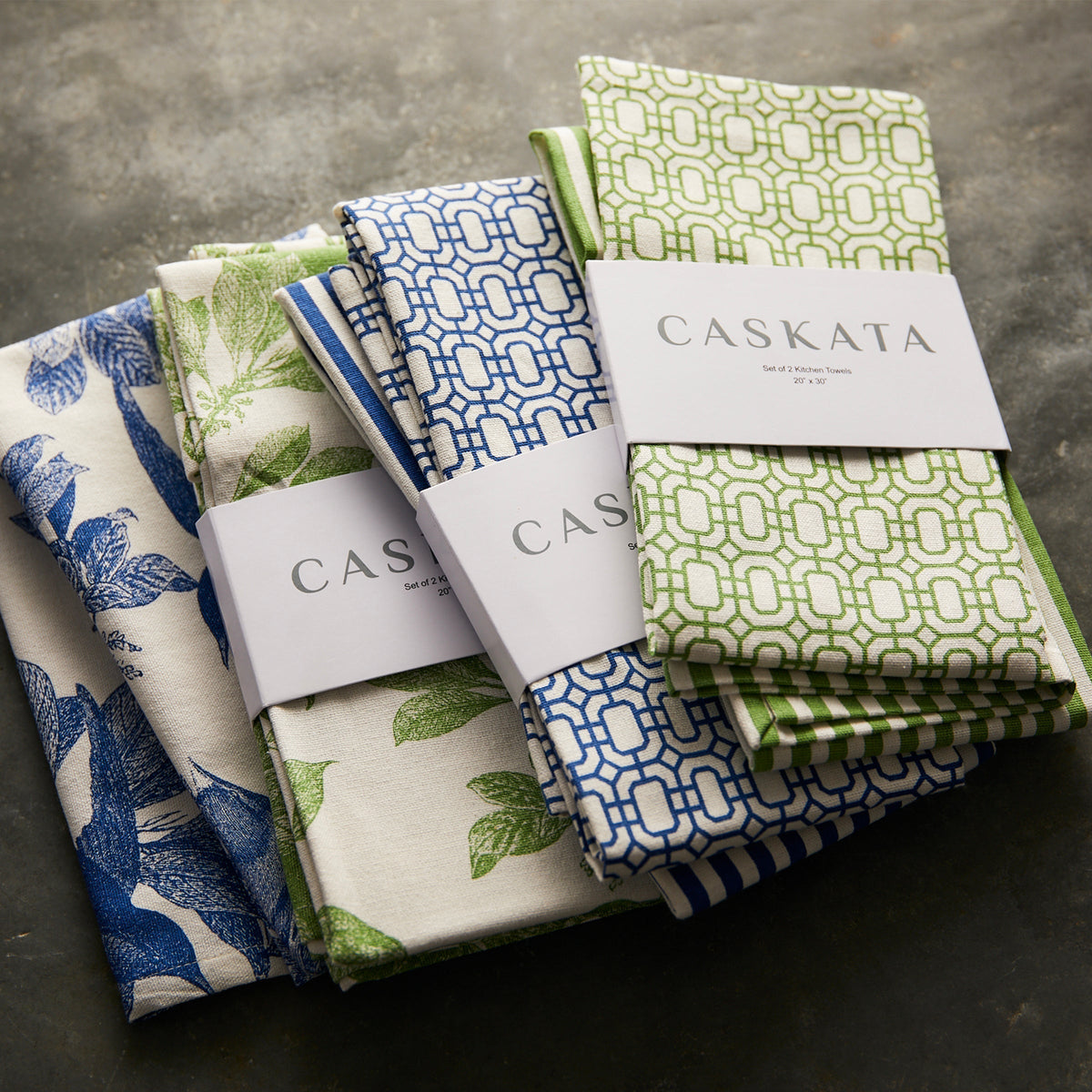 Newport Garden Gate & Pinstripe Kitchen Towels, Mixed Set of 2