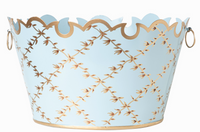 Pale Blue Trellis Scalloped Planter