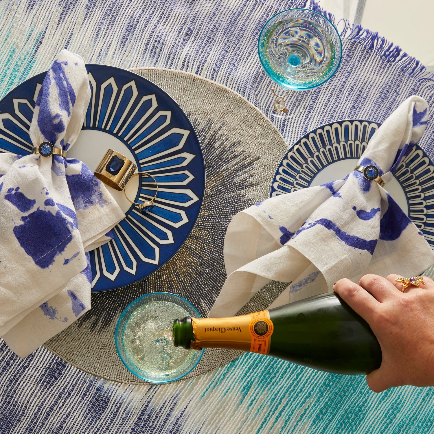 Single Gem Napkin Rings – Navy (Set of 2)