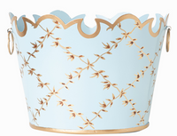Pale Blue Trellis Scalloped Planter
