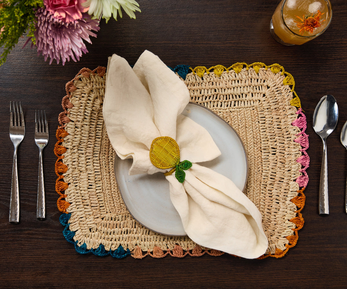 Lemon Napkin Ring – 3.5” Handwoven Iraca Palm