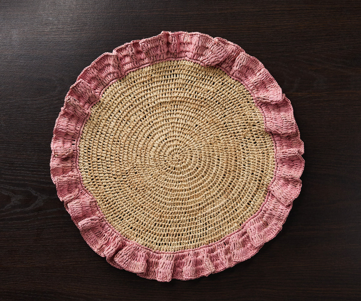 Handwoven Raffia Ruffle Placemat