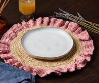 Handwoven Raffia Ruffle Placemat