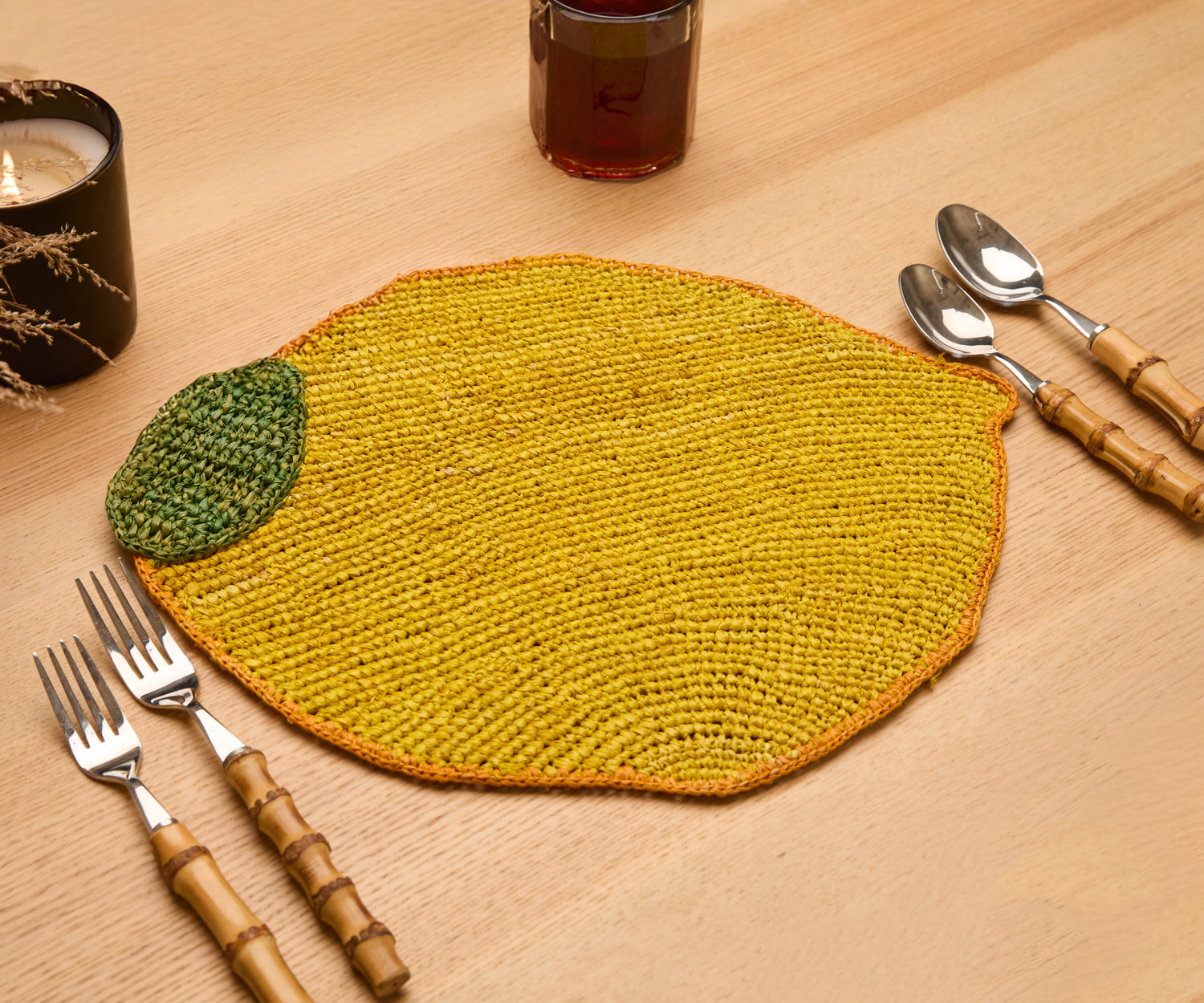 Handwoven Lemon Placemat – Raffia