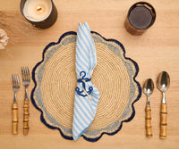 Nautical Anchor Napkin Rings –Set of 4 (Blue or Natural)