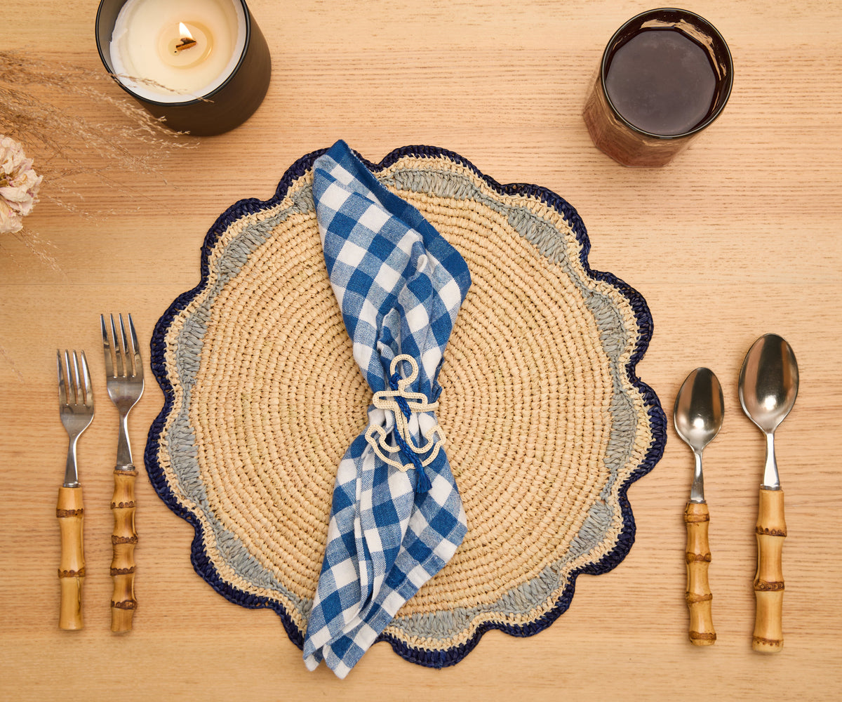 Nautical Anchor Napkin Rings –Set of 4 (Blue or Natural)