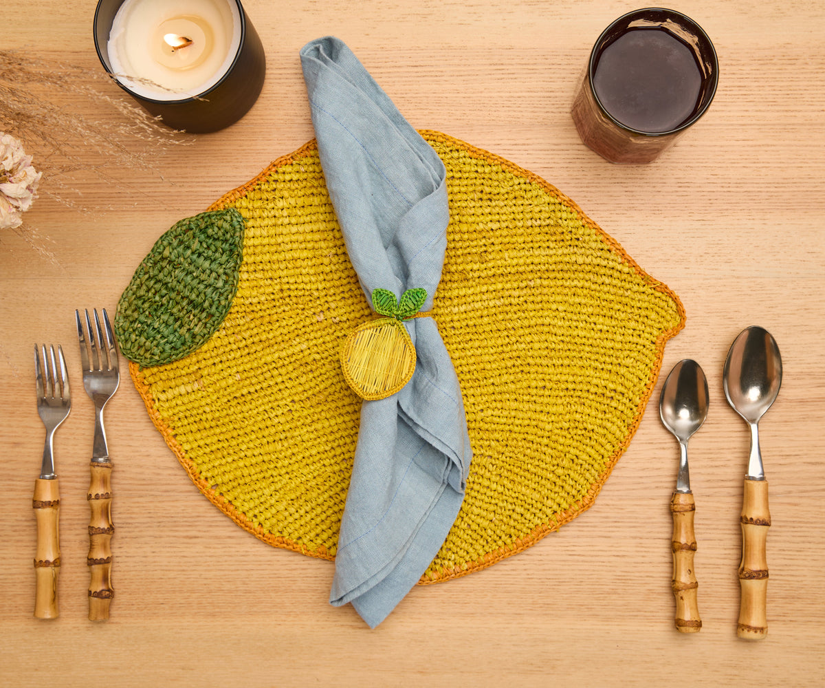 Handwoven Lemon Placemat – Raffia