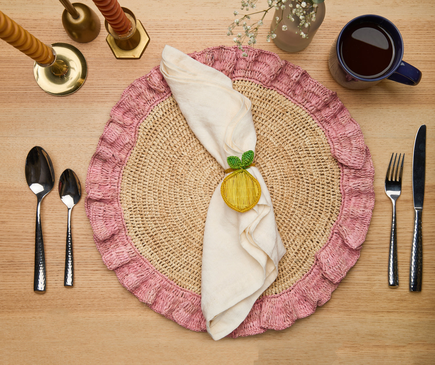 Lemon Napkin Ring – 3.5” Handwoven Iraca Palm