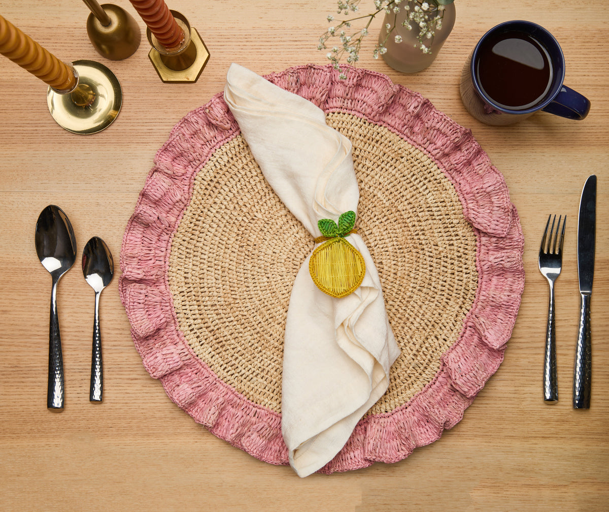 Handwoven Raffia Ruffle Placemat