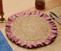 Handwoven Raffia Ruffle Placemat