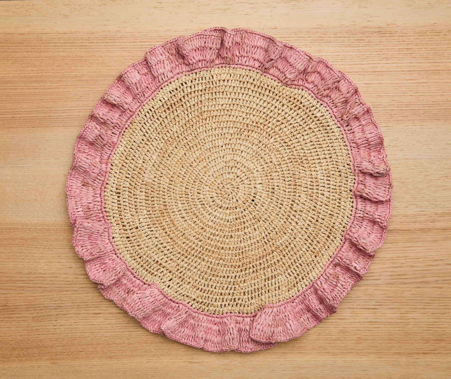 Handwoven Raffia Ruffle Placemat