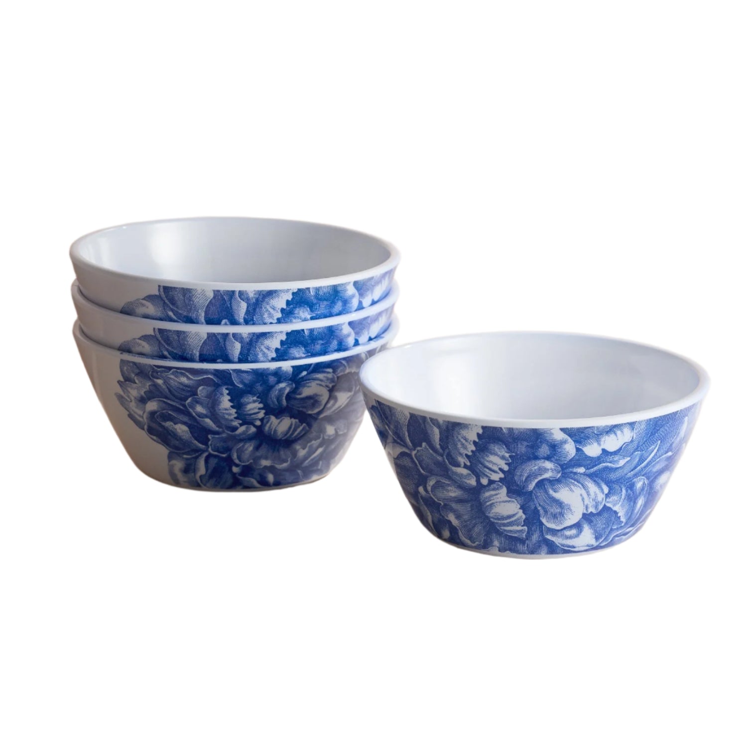 Peony Melamine Cereal Bowls, Set of 4