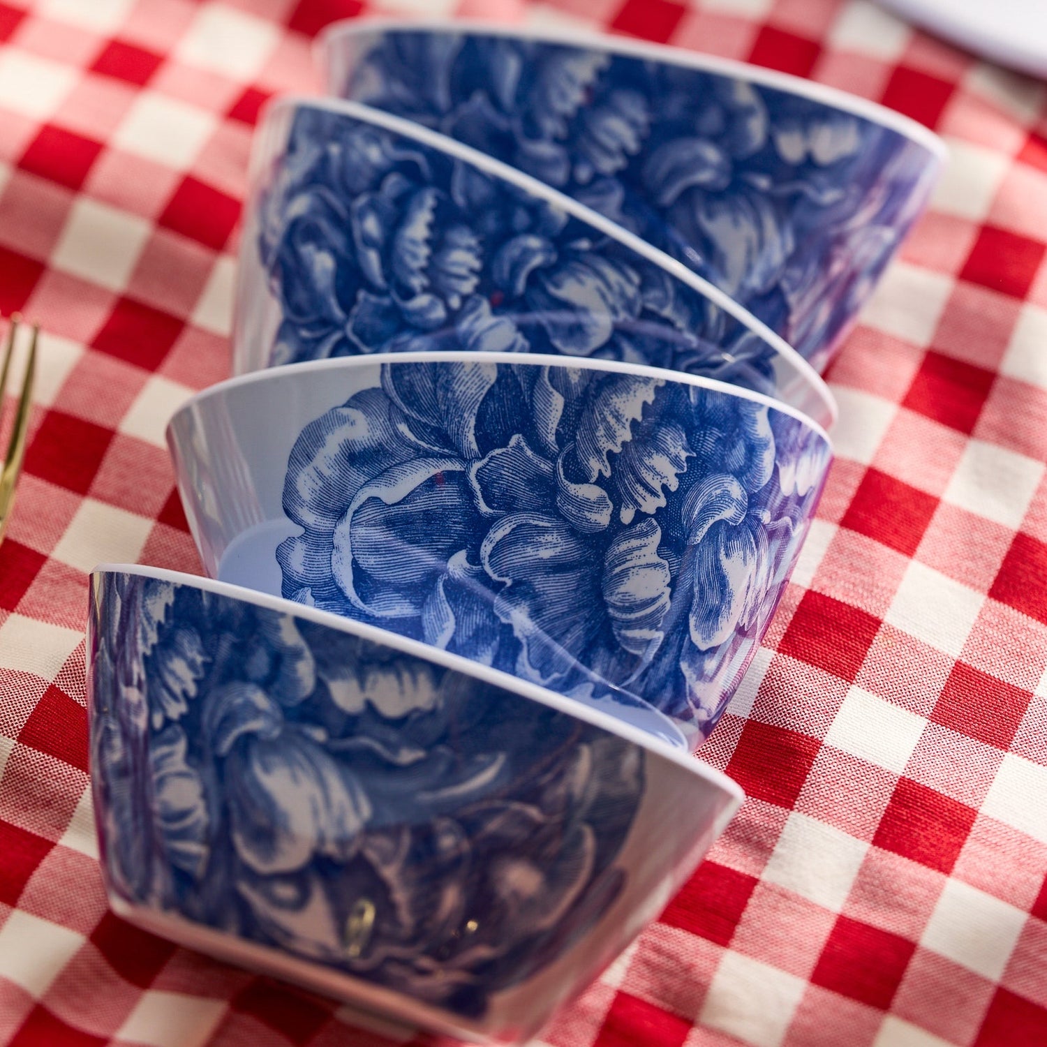 Peony Melamine Cereal Bowls, Set of 4