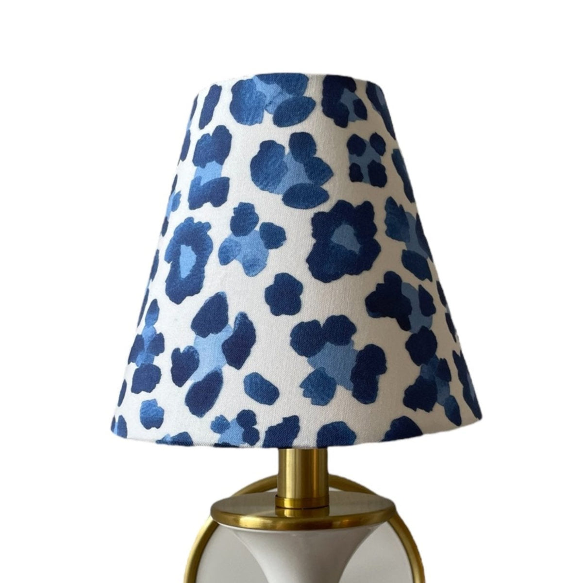Blue Sconce Shade in Leopard Print