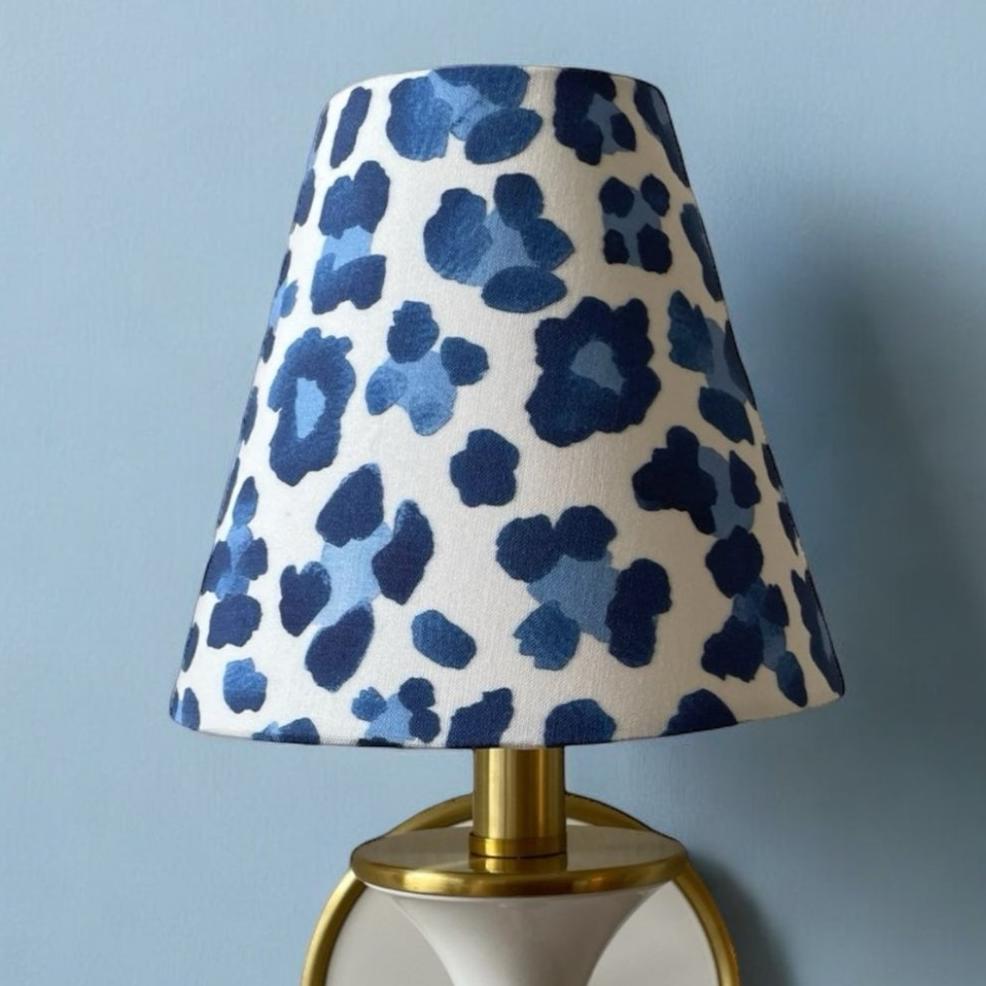 Blue Sconce Shade in Leopard Print