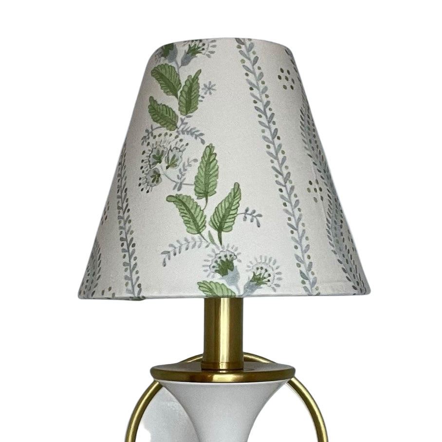 Blue and Green Floral Sconce Shade in Emma Stripe