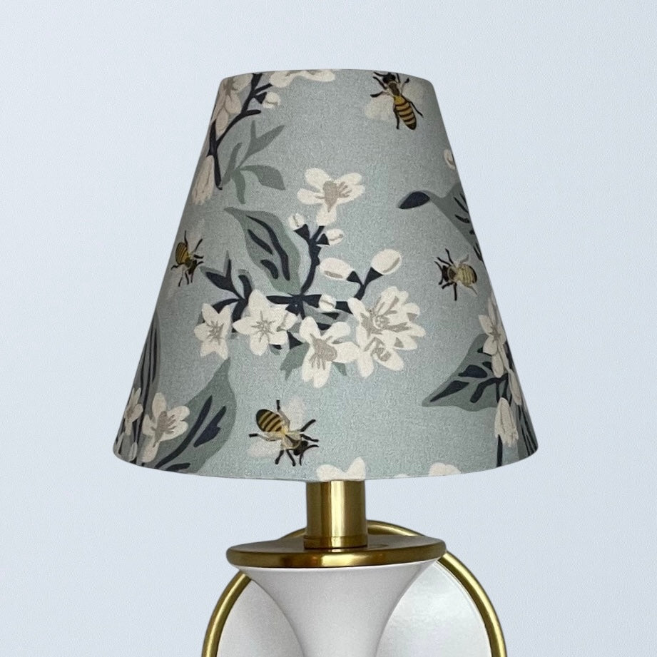 Blue Floral Sconce Shade in Honey Bee