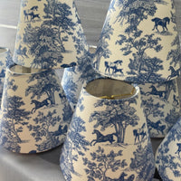 Equestrian Toile Sconce Shade in Blue