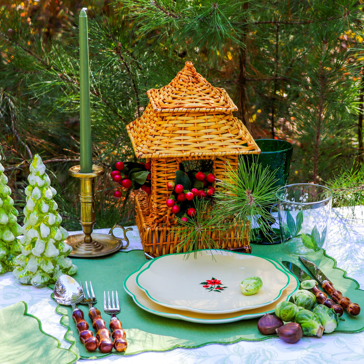 24 Extra Tall Pine Green Taper Candle - 6 Packs of 4