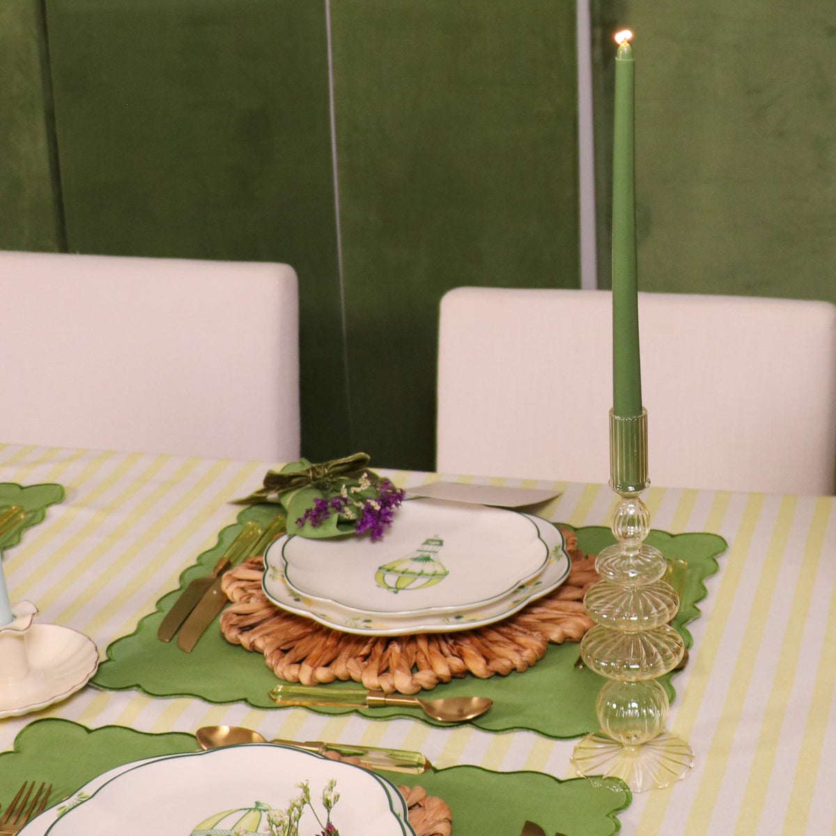 24 Extra Tall Pine Green Taper Candle - 6 Packs of 4