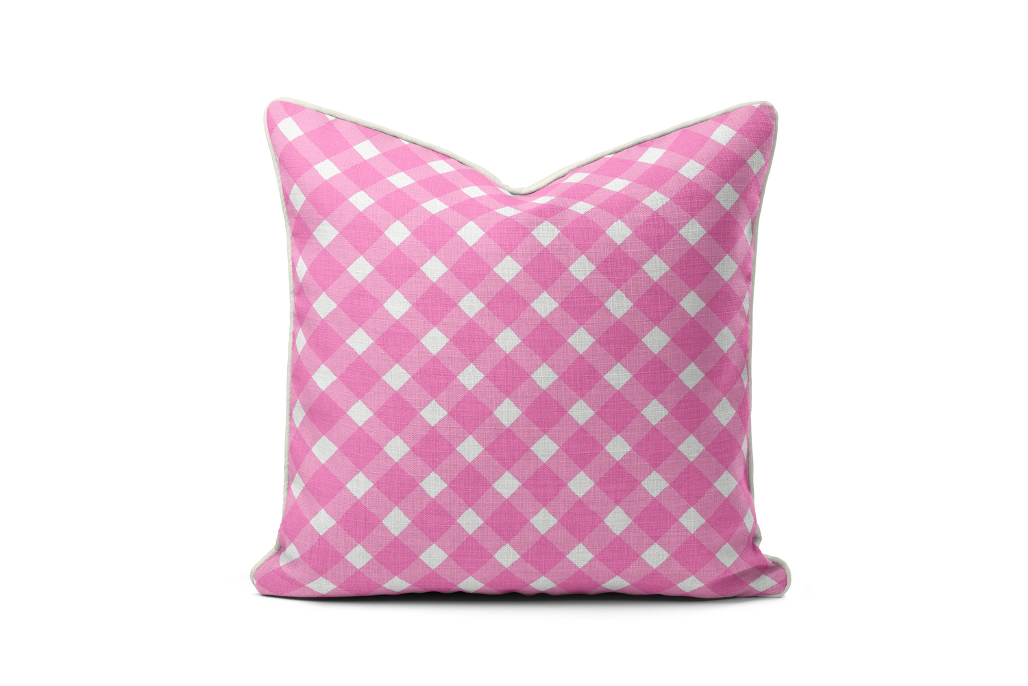 Gingham - Piped Pillow Square  (Various Colors and Sizes)