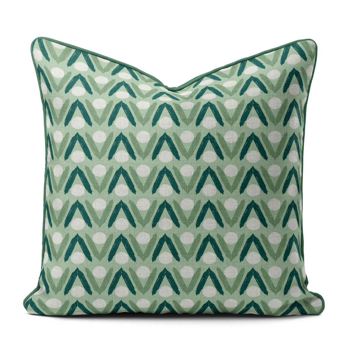 Lana Green - Piped Pillow Square (Various Sizes)