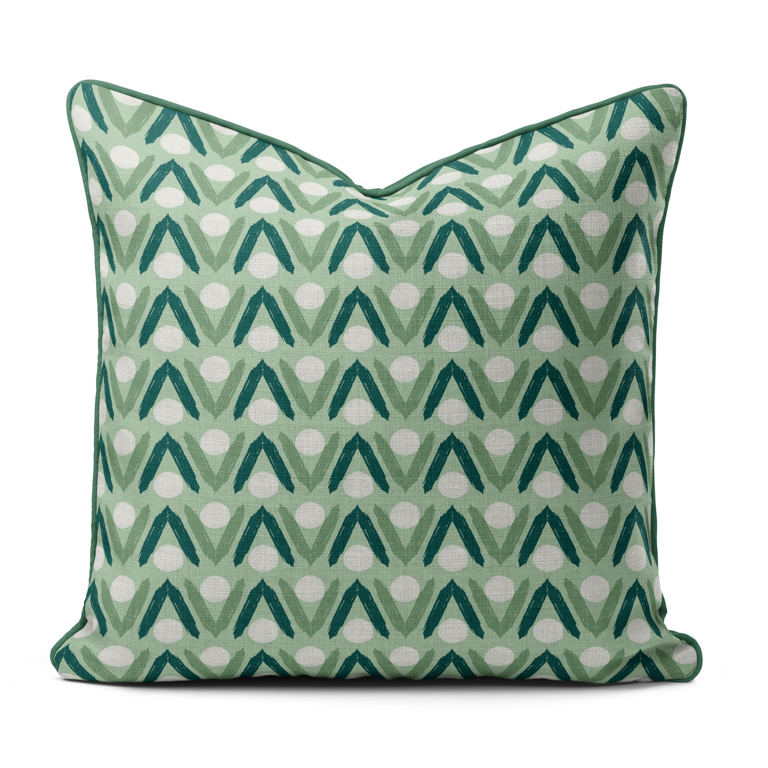 Lana Green - Piped Pillow Square (Various Sizes)