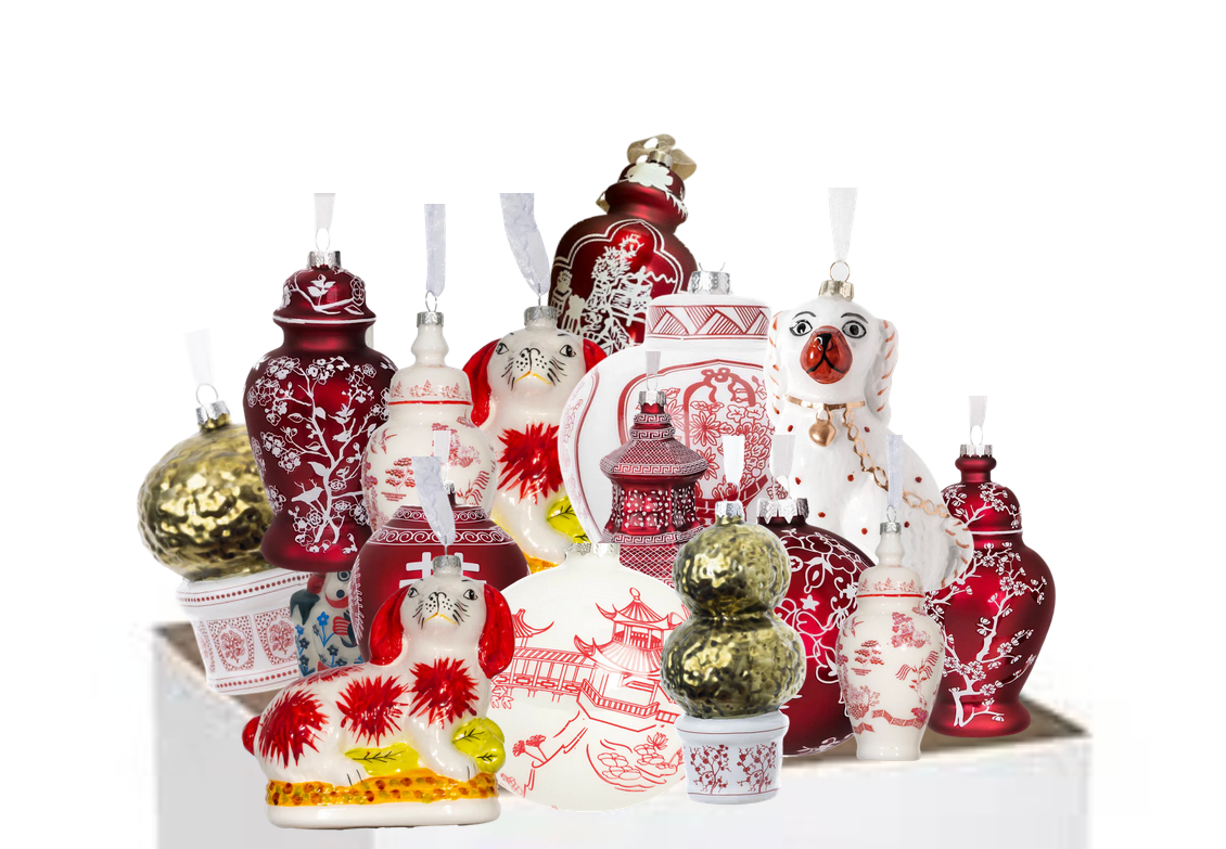 Grab bag of 20 ornaments (red and white)