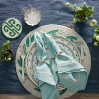 Gold Trim Dinner Napkins – Seafoam (Set of 2)