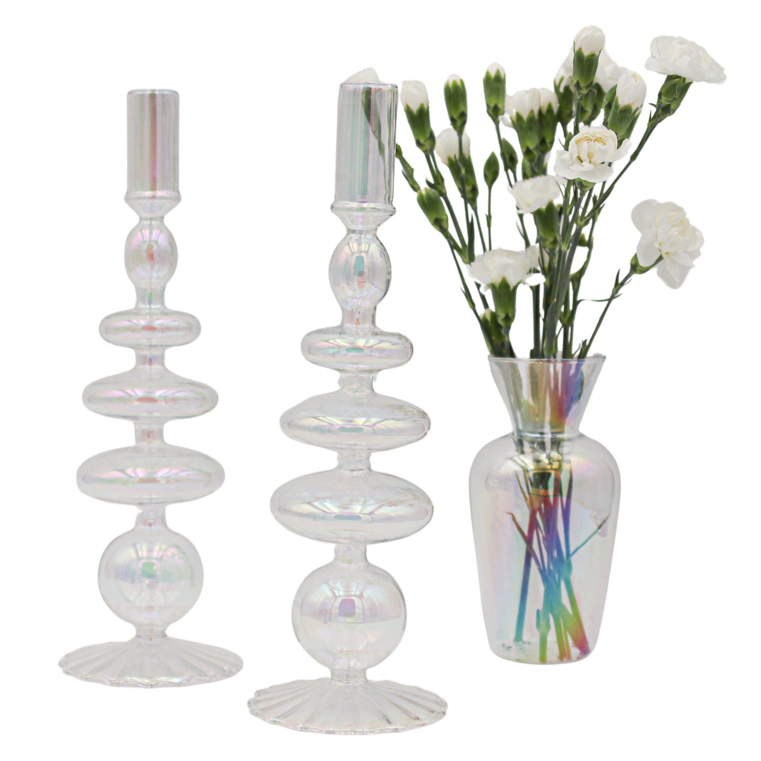 Rainbow Prism Candle Holder - Pair