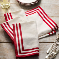 Triple Stripe Red Dinner Napkins