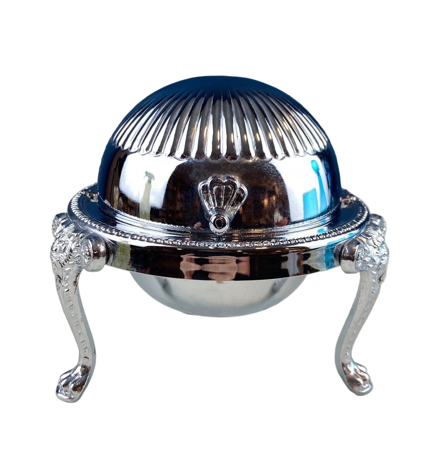 Iruinware Silver Caviar Dome Dish – Lion Feet Serving Bowl