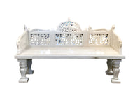 Royal Carved White Marble Garden Bench