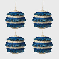 Ruffle Straw Balls, Set of Four, Blue