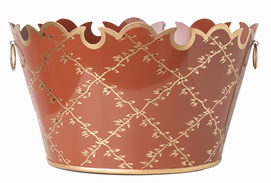 Rusty Red Trellis Scalloped Planter (various sizes)