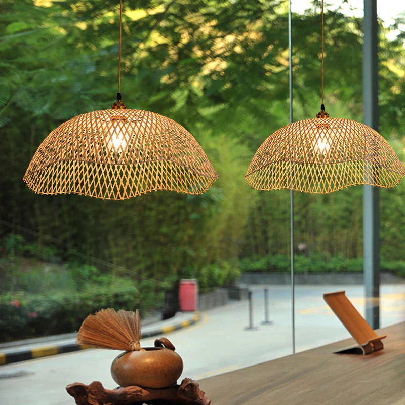 Modern Hand-Woven Bamboo Pendant Lights (Various Sizes)