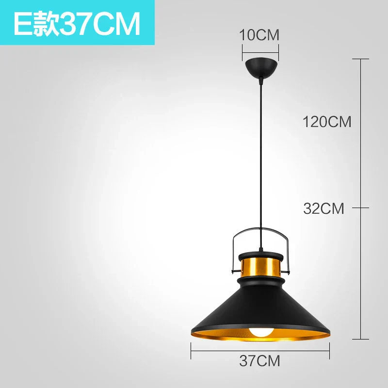 Nordic Retro Industrial Black Pendant Lamp Restaurant Bar Decor (Various Styles)
