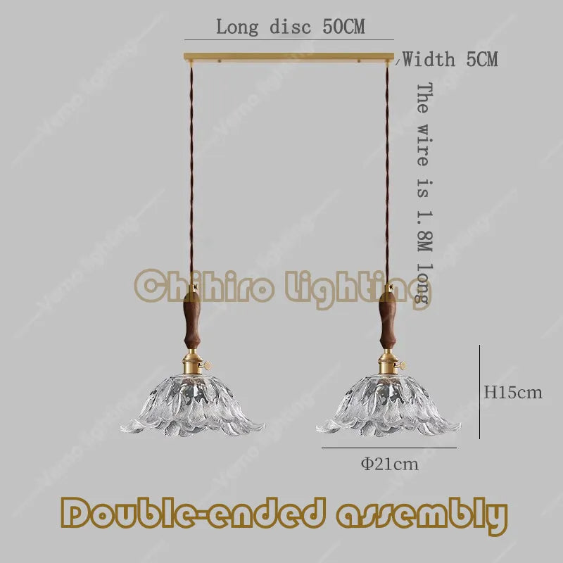 Japanese Glass Pendant Light - Vintage Brass (Various Sizes)