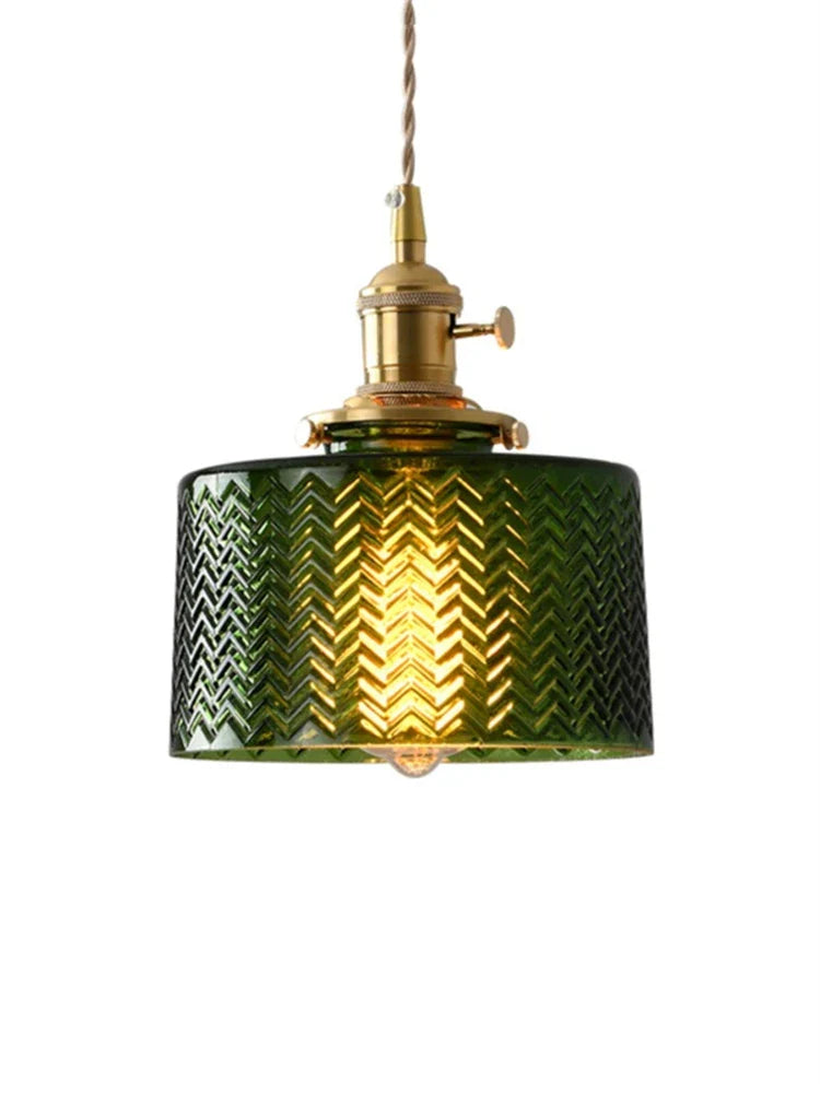 Vintage Brass Glass Pendant Light (Various Colors and Styles)