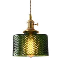 Vintage Brass Glass Pendant Light (Various Colors and Styles)