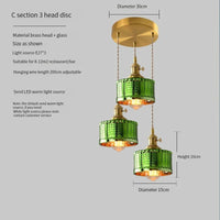 Vintage Brass Glass Pendant Light (Various Colors and Styles)